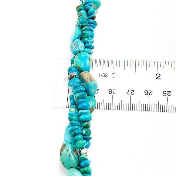 Blue Turquoise Multi Strand Sterling Silver 925 Bracelet Signed FAS - Picture 5 of 5